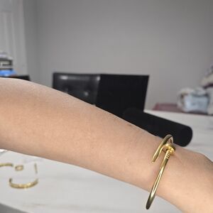 Elegant 18k Gold Double Plated Nail Women's Bracelet